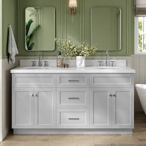 Hamlet 67 in. W x 22 in. D x 36 Double Sink Freestanding Bath Vanity in Grey with Pure White Quartz Top
