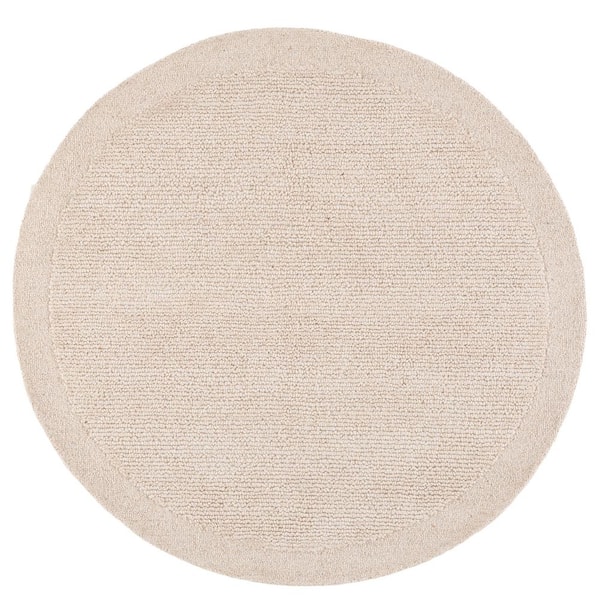 Novelty 4 ft. x 4 ft. Round Beige Casual Braided Solid Color Area Rug