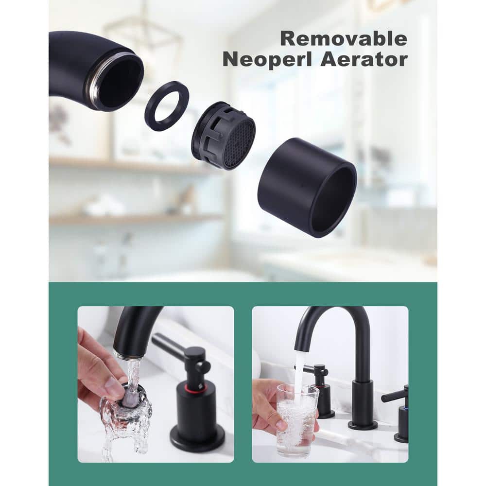 Matte Black 8-Inch Widespread Double Handle Bathroom Faucet