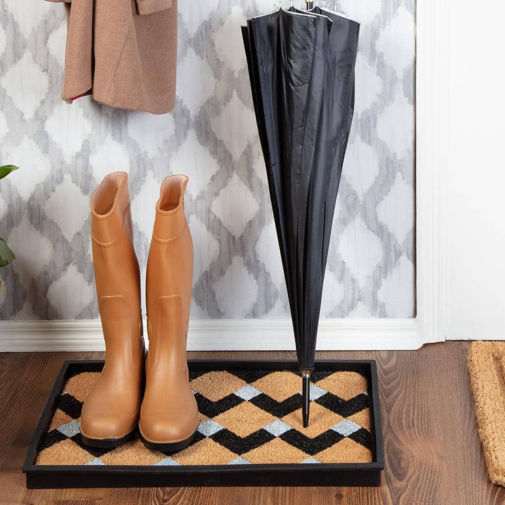 Eco-Friendly Black and Tan Coir Rubber Boot Tray