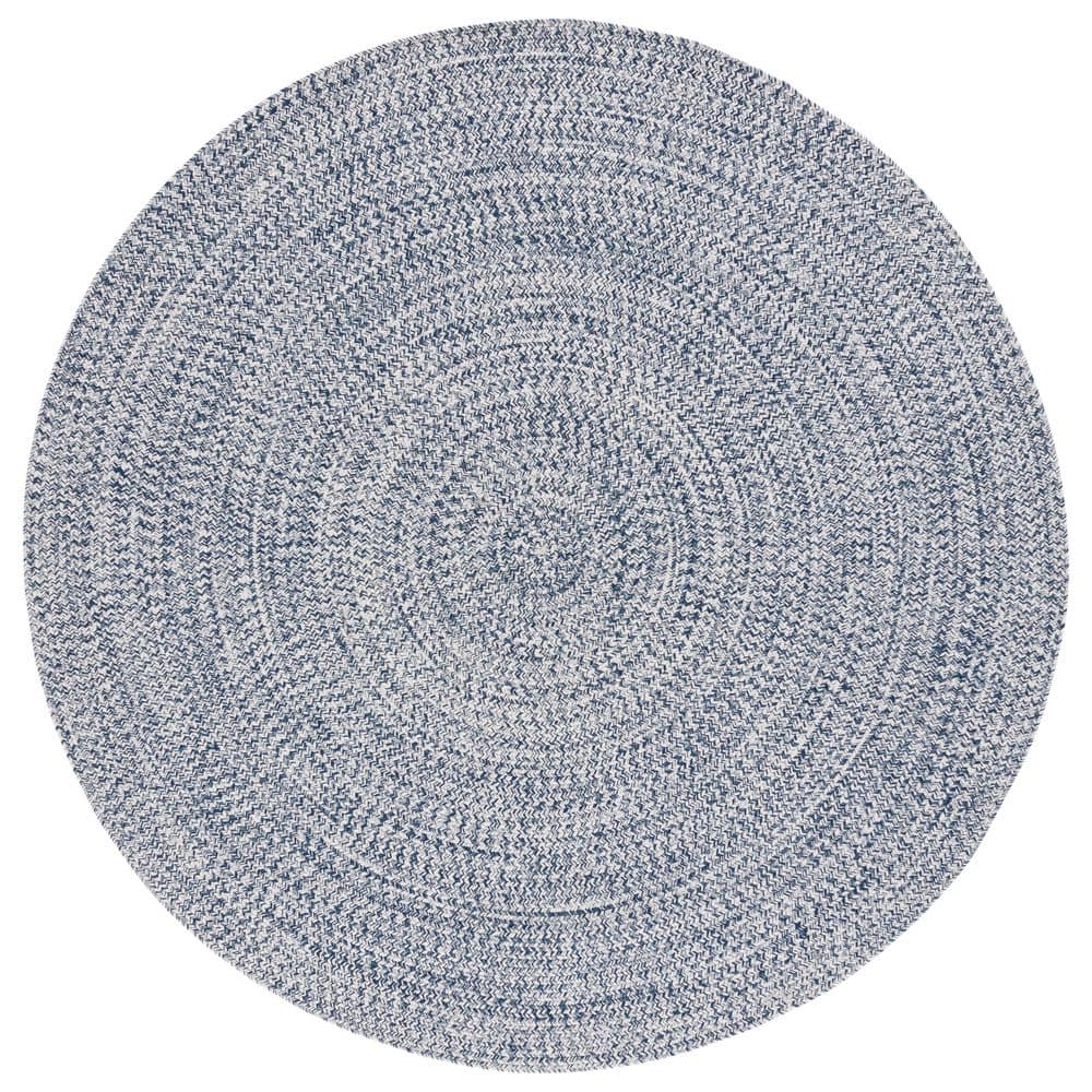 Braided Dark Blue/Ivory 7 ft. x 7 ft. Machine Washable Concentric Woven Round Area Rug price history on PriceWatchPro