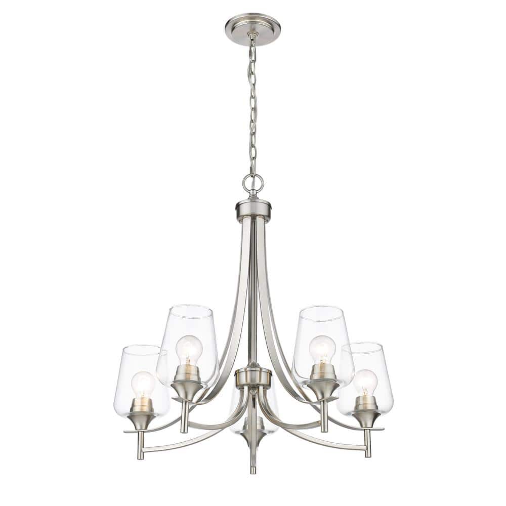 Joliet 5-Light Brushed Nickel Glass Shade Chandelier