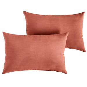 Sunbrella coral Rectangular Outdoor Knife Edge Lumbar Pillows (2-Pack)