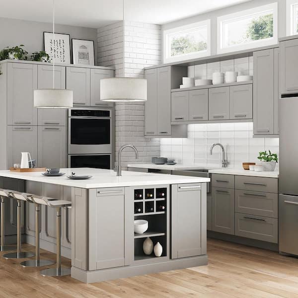 Hampton Bay - Shaker 36 in. W x 12 in. D x 42 in. H Assembled Wall Kitchen Cabinet in Dove Gray