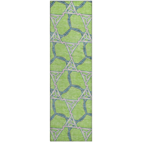 Addison Rugs Mayfield Premium Machine Washable Abstract AMF959 Lime 2 ft. 3 in. x 7 ft. 6 in. Runner Rug