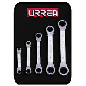 Offset Box End 12-Point Ratcheting Chrome Wrench Set (5-Piece)