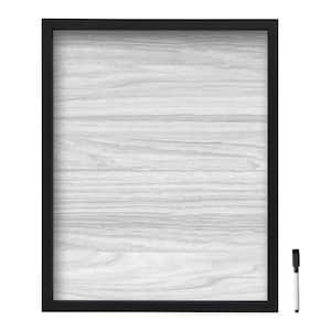 21 x 17-in Black Framed Wood Grain Print White Board, Includes 1-Marker