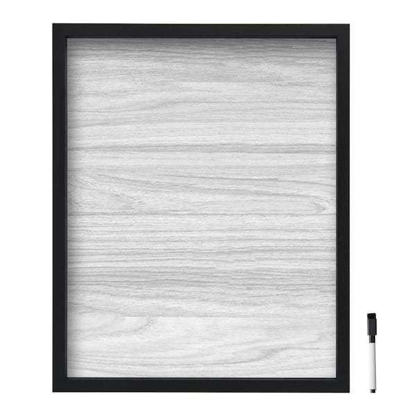 Mikasa 21 x 17-in Black Framed Wood Grain Print White Board, Includes 1-Marker
