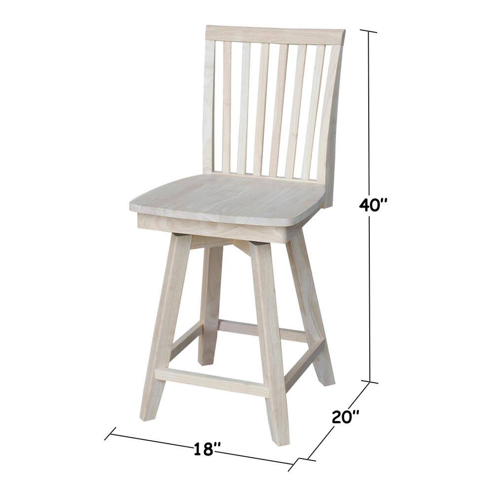Brown Parawood Swivel Counter Stool, 24" Height
