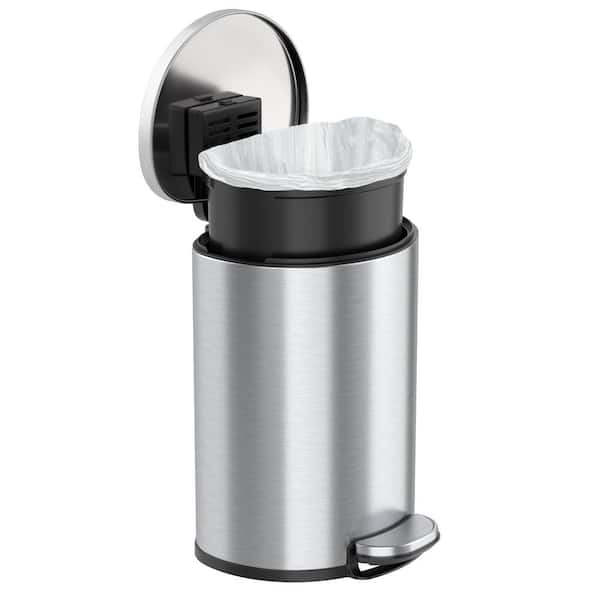 3.1 gal. Sliver Rectangular Metal Household Trash Can with Lid