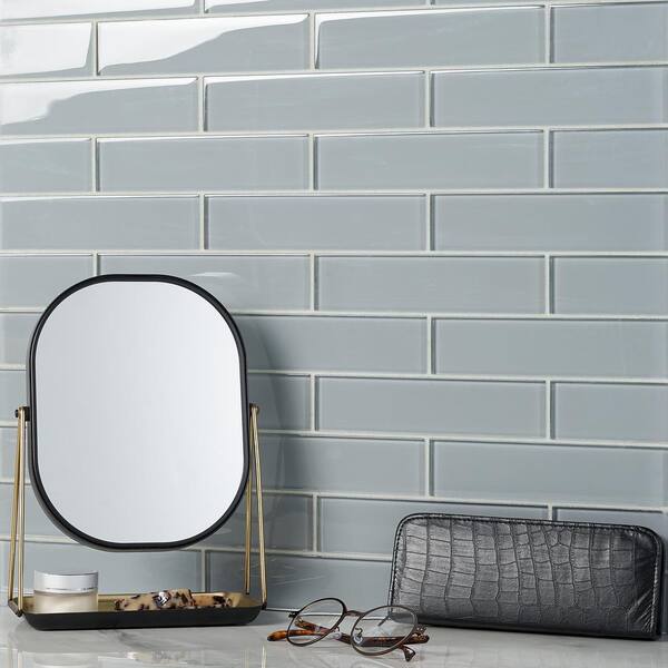 Ivy Hill Tile Contempo Gray 2 in. x 8 in. x 8mm Polished Glass Floor and Wall Tile (36 Pieces 4 sq.ft./Box)