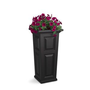 Nantucket 10 Gal. Black Polyethylene Self-Watering Square Planter Outdoor Safe (16 in. L x 16 in. W x 32 in. H)