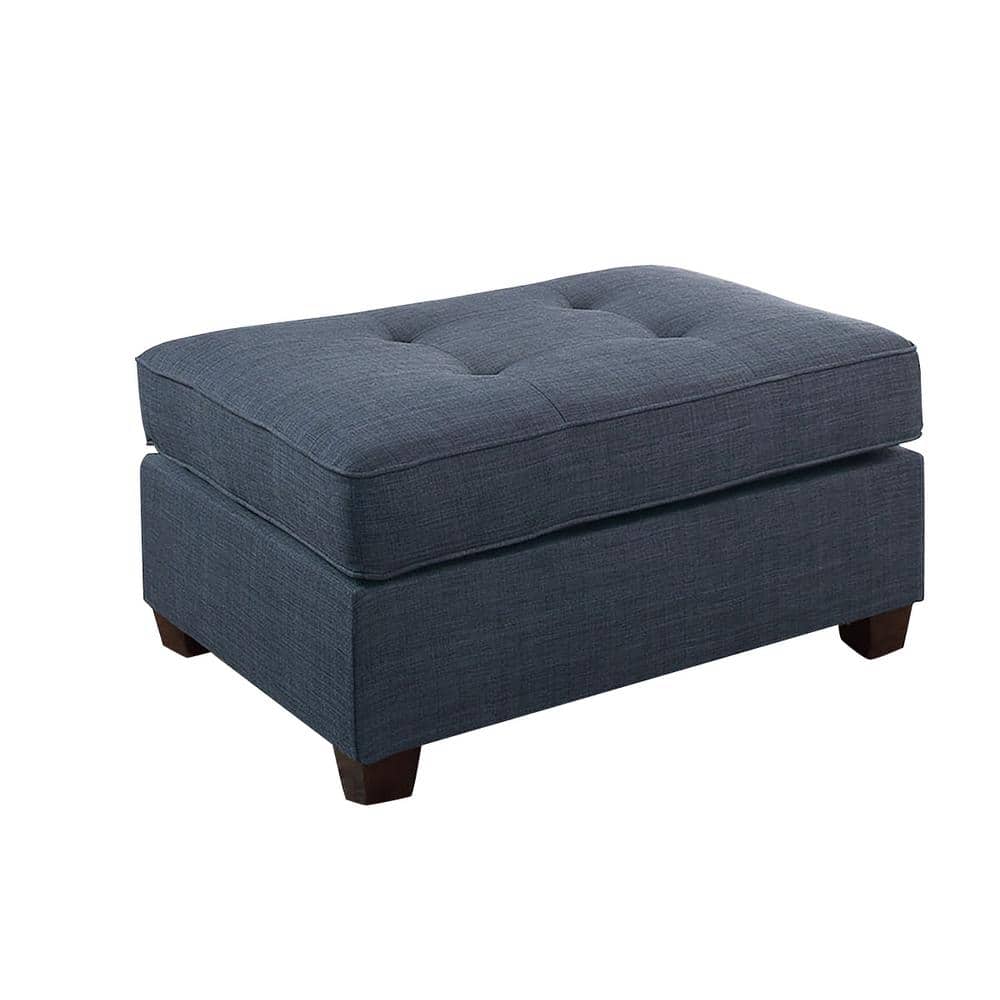 Simone Dark Blue Cocktail Ottoman with Accent Tufting