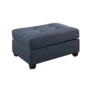 Simone Dark Blue Cocktail Ottoman with Accent Tufting