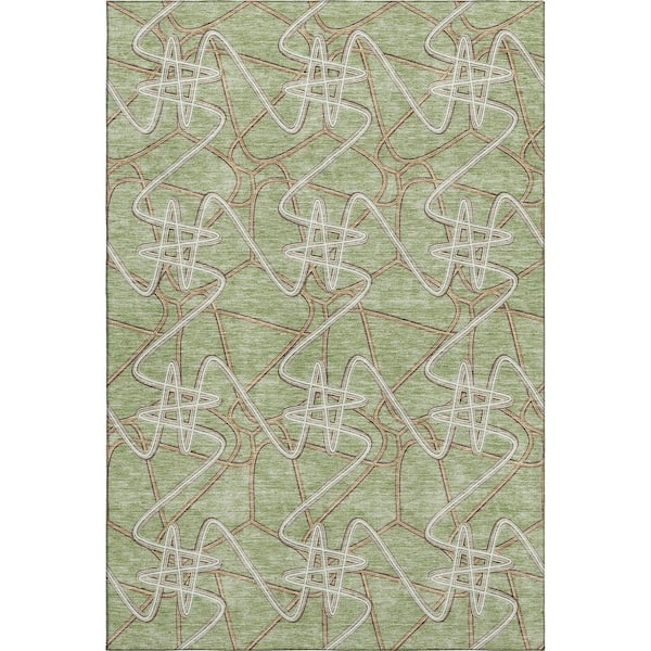 Addison Rugs Mayfield Premium Machine Washable Abstract AMF947 Aloe 10 ft. x 14 ft. Area Rug