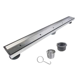 28 in. Stainless Steel Linear Shower Drain with Tile Insert Drain Cover