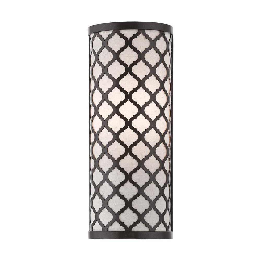 Amalfi 5.125 in. 1-Light English Bronze ADA Wall Sconce with Oatmeal Fabric Shade price history on PriceWatchPro