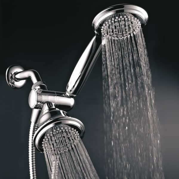 36-spray 4 in. Dual Shower Head and Handheld Shower Head with Waterfall in Chrome