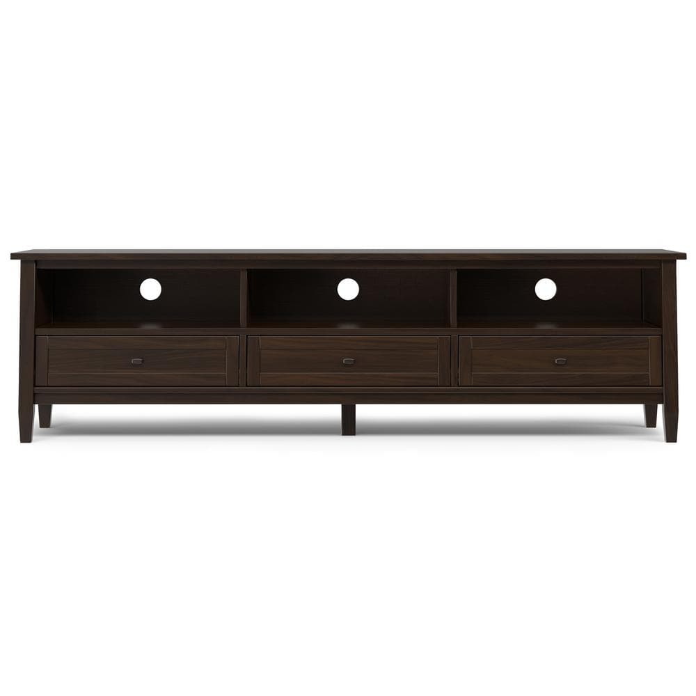 Tobacco Brown Solid Wood 72" TV Media Stand with Cabinet
