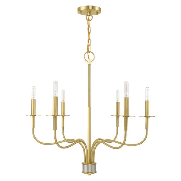 Livex Lighting Lisbon 6 Light Satin Brass Chandelier 51326-12