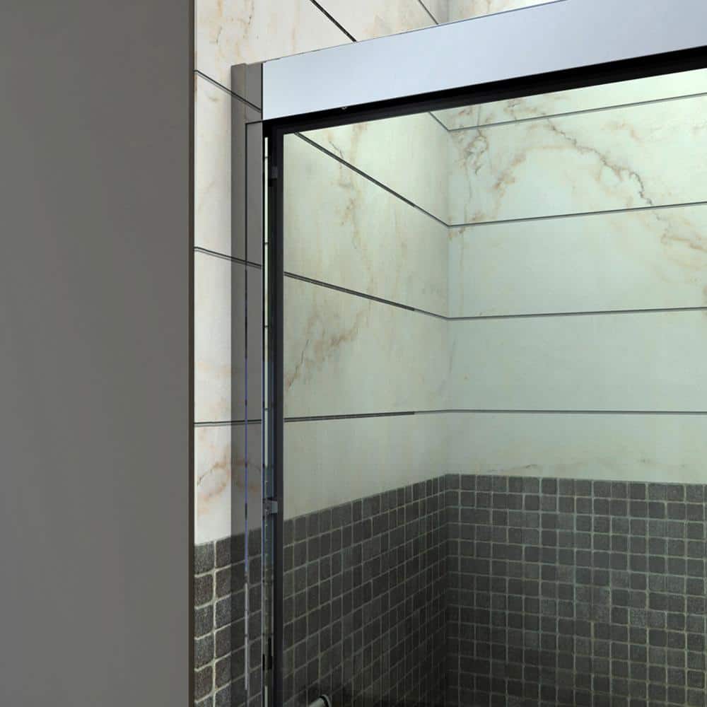 Duet 60" Frameless Clear Glass Sliding Shower Kit with Brushed Nickel Hardware