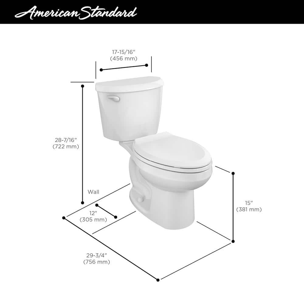 White Elongated High Efficiency Two-Piece Toilet