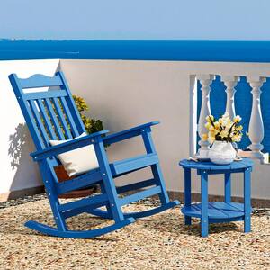 20 in. Oval Plastic Outdoor Side Table in Blue