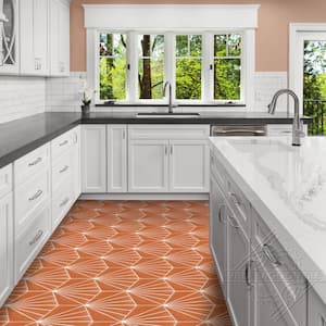 Spark C Tangerine 8 in. x 9 in. Cement Handmade Tile Sample
