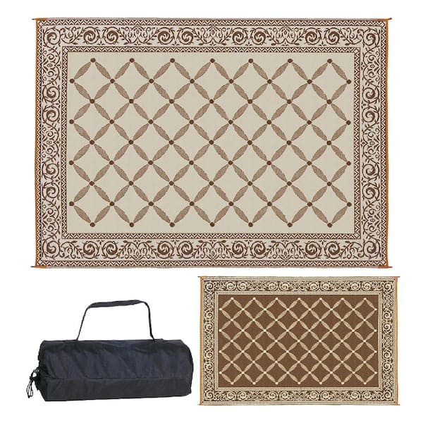 Photo 1 of 9 ft. x 12 ft. Reversible Mat - Classic Brown/Beige