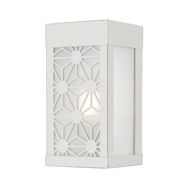 AVIANCE LIGHTING Hammond 8.5 in. 1-Light Brushed Nickel Outdoor Hardwired ADA Wall Lantern Sconce with No Bulbs Included