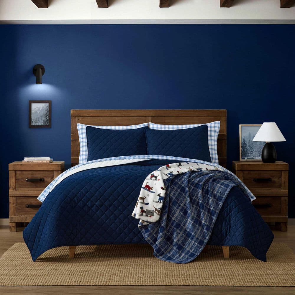 Brantwood Reversible 2-Piece Blue Indigo Microfiber Corduroy Twin Quilt Set price history on PriceWatchPro