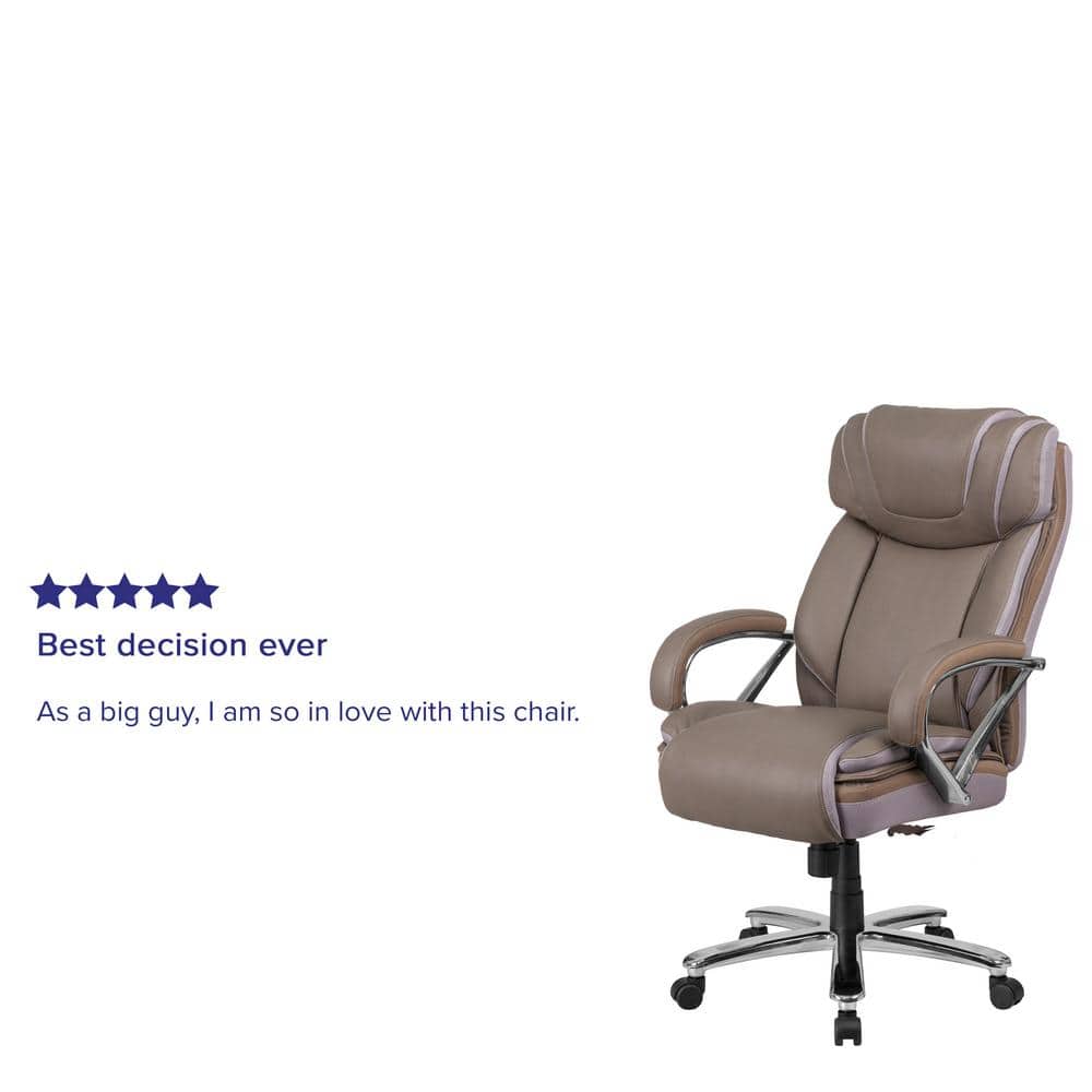 Taupe LeatherSoft Executive High-Back Swivel Chair with Metal Base