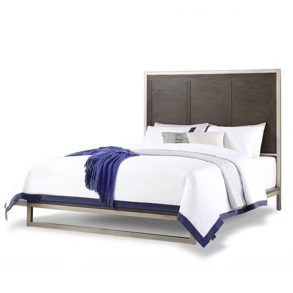 Steve Silver Broomfield Brown Metal Frame Queen Platform Bed with Sled Style Footboard
