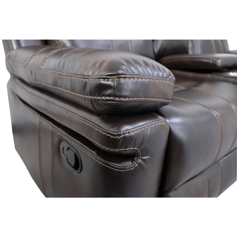 Brown Faux Leather Sectional with Storage and Pillow-top Arm