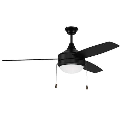 Phaze-3 Blade 52 in. Indoor Flat Black Dual Mount 3-Speed Reversible Motor Finish Ceiling Fan with Light Kit Included CRAFTMADE Ceiling Fans With Lights