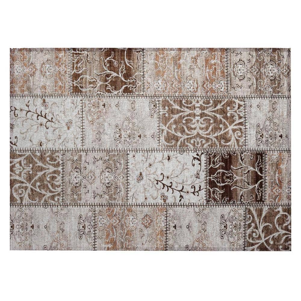 Taupe and Ivory 2 ft. x 3 ft. Woven Plaid Rectangle Indoor/Outdoor Area Rug price history on PriceWatchPro