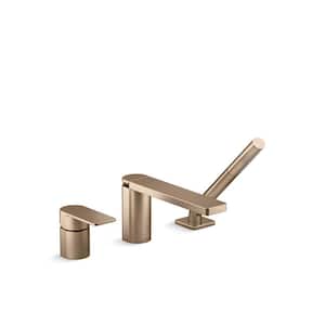 Parallel Single-Handle Wall Mount Roman Tub Faucet in Vibrant Brushed Bronze