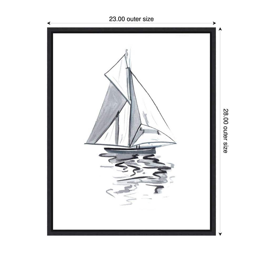 Melissa Wang Blue Boat I Black Framed Canvas Wall Art