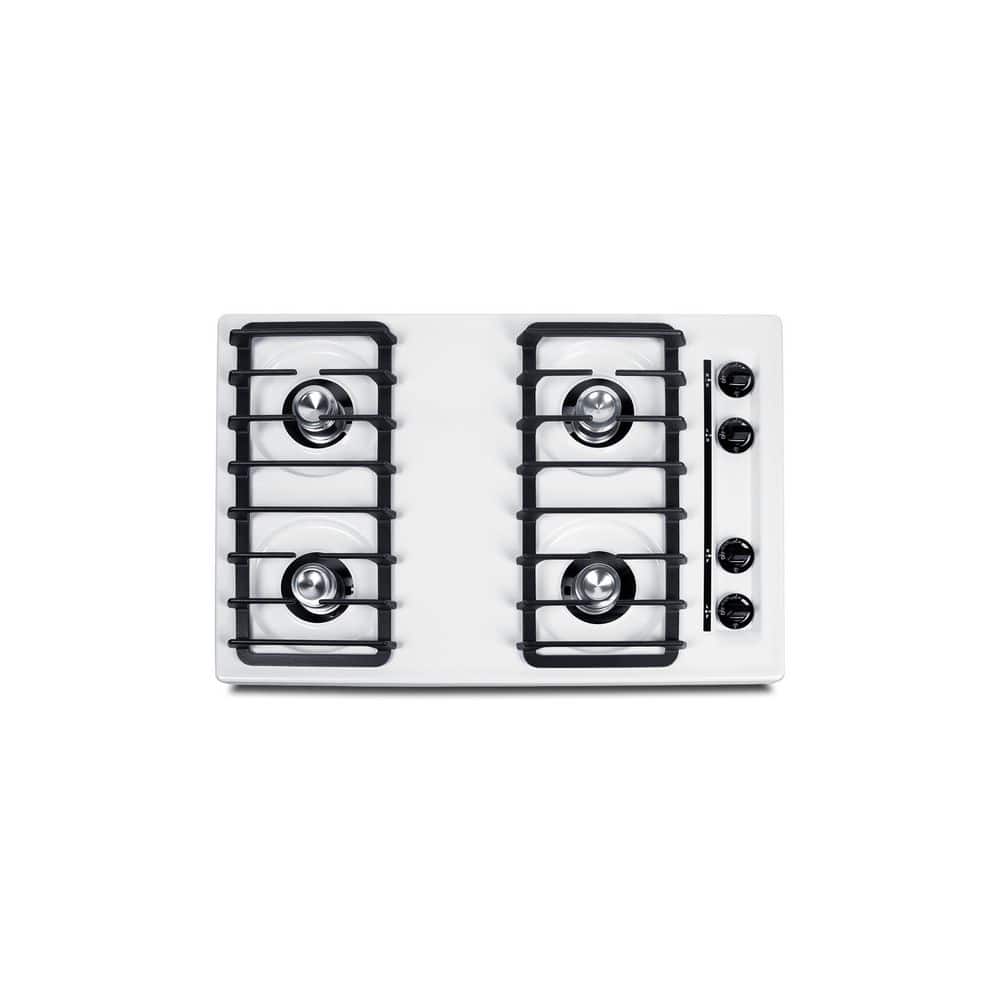 30 in. Wide Gas Cooktop in White with 4 Burners