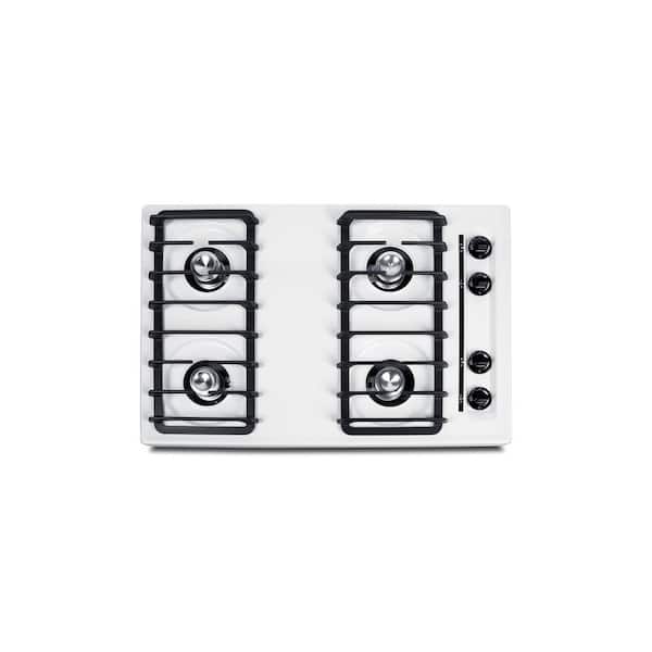 30 in. Wide Gas Cooktop in White with 4 Burners