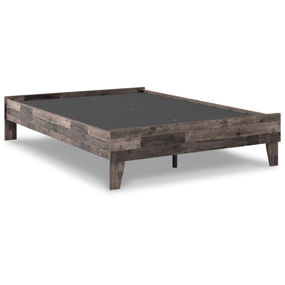 Neilsville Rustic Gray Full Wood Platform Bed with Headboard