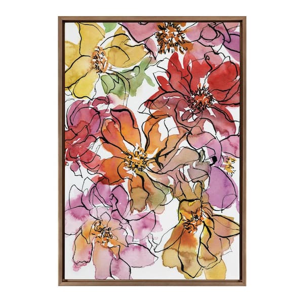 Kate and Laurel Sylvie Delight by Janet Meinke-Lau Framed Canvas Flower Art Print 23 in. x 33 in.