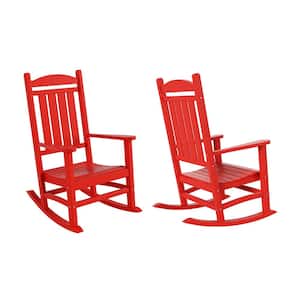 Kenly Red Classic Plastic Outdoor Rocking Chair (Set of 2)