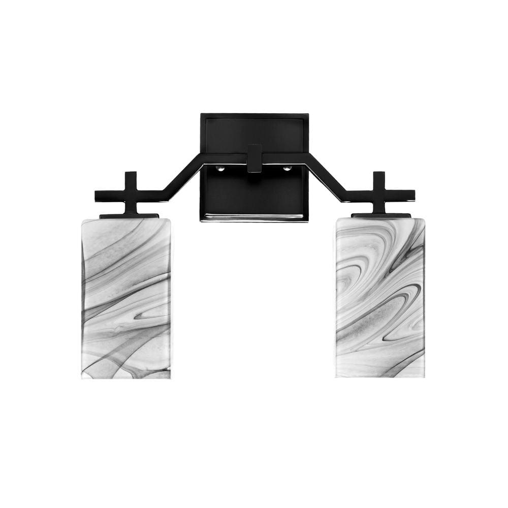 Bridgewater 13.5 in. 2 Light Vanity Light Matte Black with 3.5 in. Square O