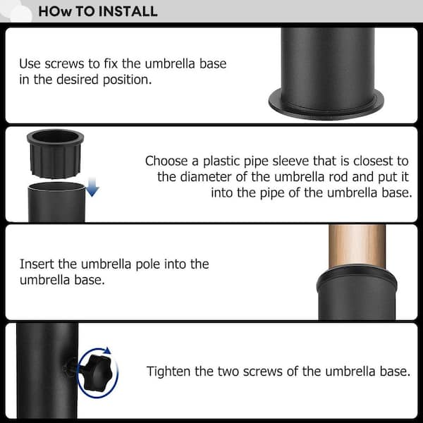 aluminum tube dimensions for patio umbrella OGETFUUR 11.8 in. Outdoor Universal Granite Umbrella Stand Tube in Black,  Flag Pole Stake Holder, Table Umbrella Tube Bracket LI0Z-3I8