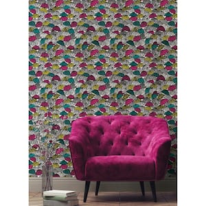 Multi-Colored Dara Fuschia Jolly Brollies Wallpaper Sample