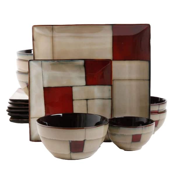 Azeal 16 Piece Double Bowl Dinnerware Set in Taupe