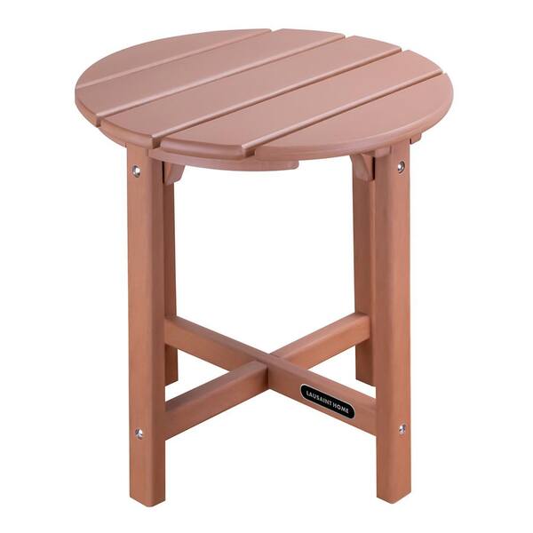 Jushua Round High Density Polystyrene Outdoor Adirondack Side Table in Brown
