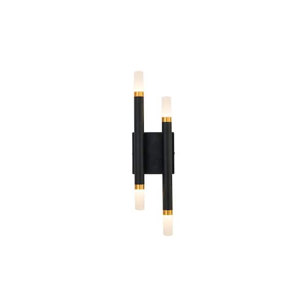 KUZCO Draven 5 in. 1-Light 14-Watt Black Integrated LED Wall Sconce