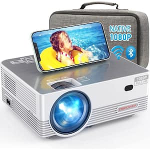 1920 x 1080 Full HD WiFi Bluetooth Outdoor Movie Projector with 8000 Lumens Support iOS/Android Sync Screen and Zoom